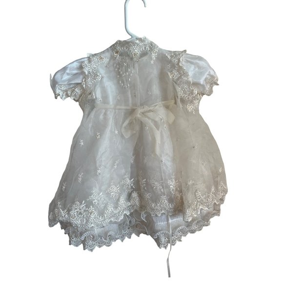 Baptism Christening Baby Girl Dress Newborn Size 0 Vintage Victorian White Bapti - Picture 12 of 12